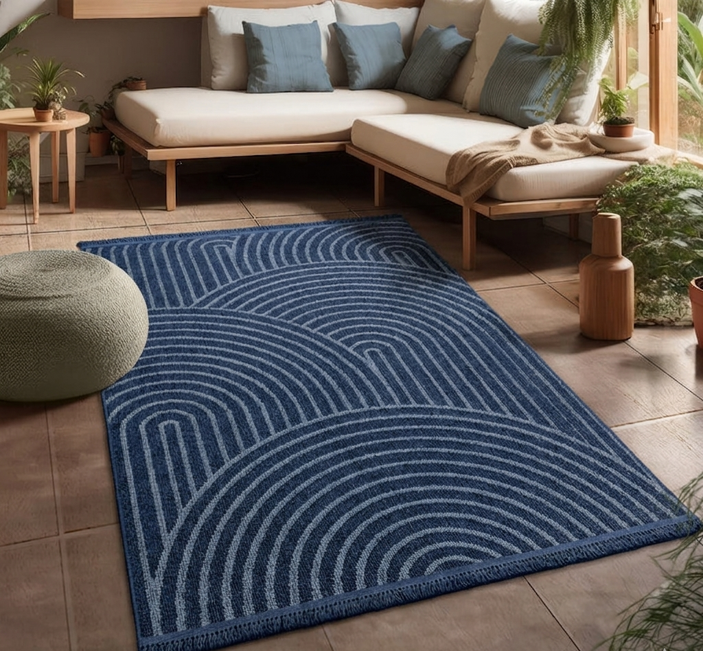 Recycled polyester outdoor rug