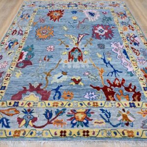 Hand-Knotted Indo Nepali Carpet – New Zealand Wool/Silk Yarn – Design 'Oushak'