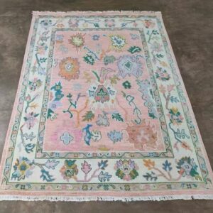 Hand-Knotted Indo Nepali Carpet – New Zealand Wool/Silk Yarn – Design 'Oushak'