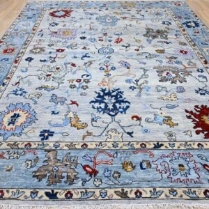 Hand-Knotted Indo Nepali Carpet – New Zealand Wool/Silk Yarn – Design 'Oushak'