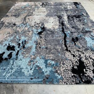HAND KNOTTED INDO NEPALI CARPET NEW ZEALAND WOOL/ VISCOSE DESIGN ’ABSTRACT’