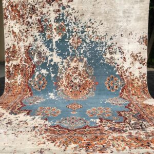 HAND KNOTTED INDO NEPALI CARPET NEW ZEALAND WOOL/VISCOSE DESIGN ‘ERASE’