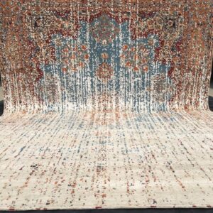 HAND KNOTTED INDO NEPALI CARPET NEW ZEALAND WOOL/VISCOSE DESIGN ‘ERASE’